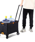 Collapsible Crate On Wheels Folding Hand Truck Set No Assembly Required Rollin Cart for groceries and bottles