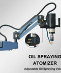 Electric Tapping Arm With Cantilever Design showing adjustable oil spray atomizer for drilling tasks in metalworking