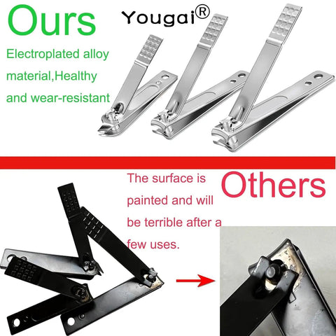 Comparison of stainless steel nail clippers in the 18 Piece Stainless Steel Nail Care Tools Set with painted alternatives.
