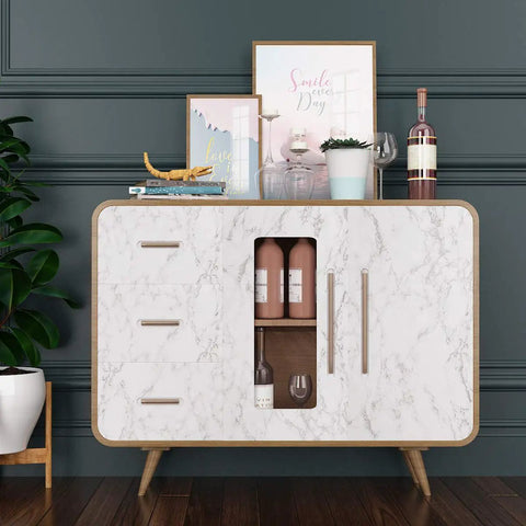 Sideboard with Charcoal Grey Marble Contact Paper Peel And Stick Self Adhesive Waterproof Vinyl For Countertops Desks And Furniture 36x200 Inches