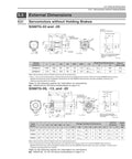 Technical drawing of SGM7G Series servomotor dimensions without brakes