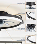 Ceiling Fan With Lights And Remote And App Control 20 Inch Low Profile Flush Mount Fandelier with metal frame and high quality fan blades.