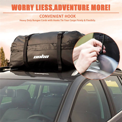 Heavy Duty 24 Inch Bungee Cords With Hooks Pack Of 4 Black Built Tough Industrial Grade Outdoor Tie Downs on car roof with cargo bag