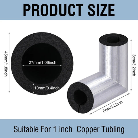 Product dimensions for 6 Pack Elbow Water Pipe Insulation Tubing With Aluminum Foil For 1 Inch Copper Pipes Heat Retention Foam Sleeve Outdoor Freeze Protection Weatherproof Water Line Insulation Kit