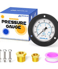 Beefy 0 to 160 PSI Dry Pressure Gauge With Front Flange Panel Mount One Quarter NPT Two and a Half Inch Dial Iron Case Brass Joints