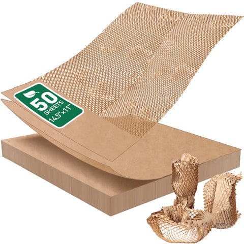 Eco Friendly Honeycomb Packing Paper Cushioning Wrap Sheets Biodegradable Kraft Paper Alternative To Bubble Wrap Expanded Size 12 By 16 Inches Unexpanded 14.5 By 11 Inches
