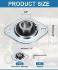Two Pack Pillow Block Bearings With Five Eighth Inch Bore Flange Mounted Housing And Wrench Steel Set Screw Insert Ball Bearings SBPFL202-10 showing dimensions