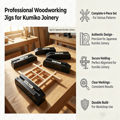 Kumiko Joinery Jig Set Four Piece Japanese Clamp Kit With Angled Guides For Precision Woodworking And Craft Projects
