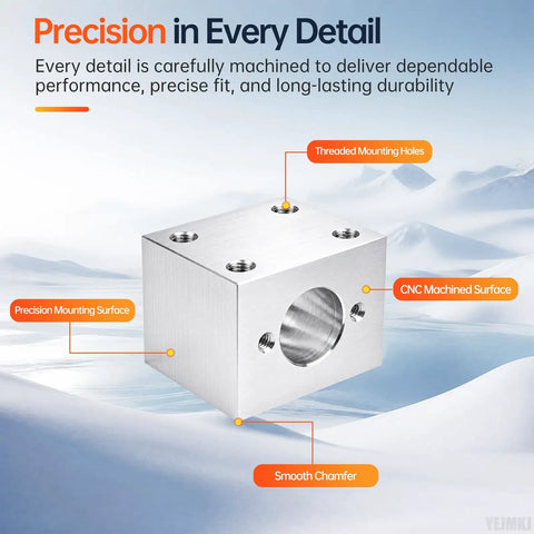 Real Deal T8 Lead Screw Nut Housing Bracket Mount Holder Block Smart Pick For CNC Routers And 3D Printers showing CNC machined aluminum surface and threaded holes.
