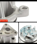 Close-up of Premium Engine Water Pump Built Tough To Keep Your Daily Driver Chillin Smooth On The Highway For Ford Lincoln Mazda Mercury Cars With 2.0L 2.3L 2.5L Engines Cooling System Replacement.