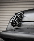Aluminum Hood Latches Replacement For Jeep Wrangler JK/JKU 2007-2017, JL/JLU 2018+ And Gladiator 2020+, painted black, installed on vehicle
