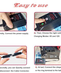 Automatic Trickle Battery Charger For 6V And 12V Batteries Hella Reliable 1250Ma smart maintainer in use, showing connection steps to battery.