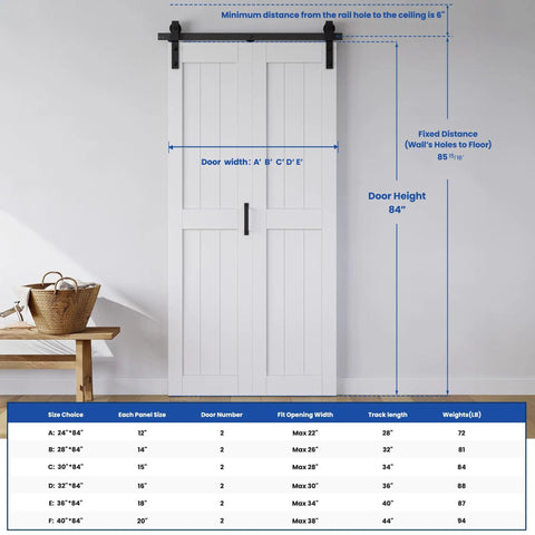 Front view of Space Saving Bifold Barn Door Kit 36 By 84 Inches With MDF Bi-Fold Sliding Closet Doors Hardware Included White.