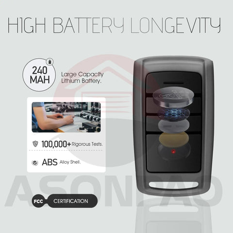 Two Pack Replacement Remote For Overhead Door Garage Door Opener O3T BX O3T A Works With Legacy Python Odyssey Destiny Phantom Openers Since 1997 Not For Dip Switch Openers Easy Install Ready To Use showing internal battery and shell details.