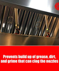 Installed Pro Grade Rubber Blow Off Caps For Ansul R102 and Piranha Kitchen Suppression Vent Hood Systems showing sealed nozzles.