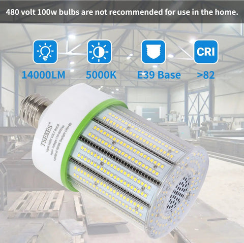 Top Shelf Led Corn Cob Light Bulb, 100W E39 Motor Base, 480V Compatible With 14000 Lumen Daylight Output For Warehouses And Job Sites, High Efficiency, Zero Hassle, And Serious Brightness For Daily Grind