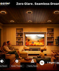 Ensenior 6 Pack 6 Inch LED Recessed Lights with Night Light, 5CCT 1100LM in cozy family room setting with soft ambient lighting.