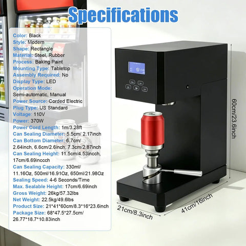 Pro Grade 370W Automatic Sealing Machine For Milk Tea Bottles And Tea Drinks with LED display on table