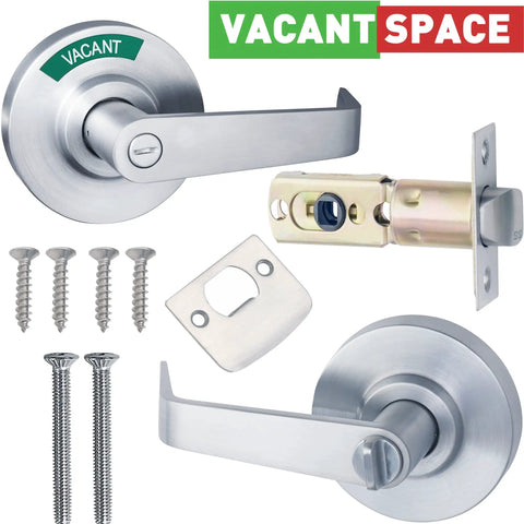 Vacant Or In Use Bathroom Indicator With Privacy Handle Lock And Extra Large Window ANSI Grade 2 Stainless Steel, parts view