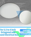 Paintable White Ceiling Box Cover Plate For 3.5 To 4 Inch Octagonal And Round Electrical Boxes With Invisible Screws