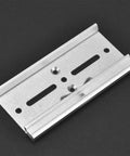 Heavy Duty 35mm Aluminum DIN Rail Fixed Clamp Mounting Clip for Relay Panels, 100mm Frosted Design on black background