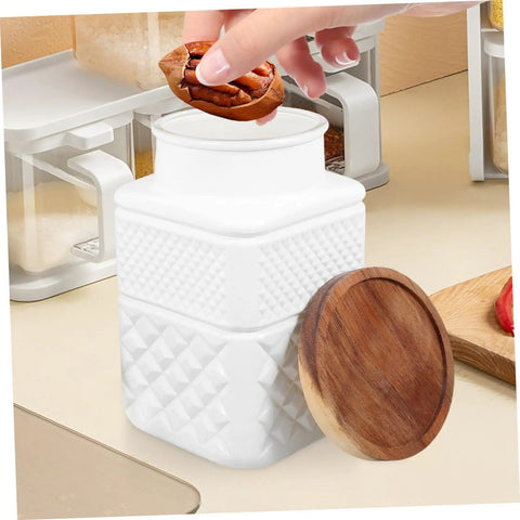 Two Pack Glass Storage Jars With Secure Airtight Lids For Coffee Beans And Dry Goods Keeps Your Stash Locked Down Tight vintage jar with wood lid full of nuts