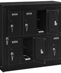 Eight Door Smartphone Charging Locker Featuring Sturdy Steel Build And Handy Power Outlets with open compartments showing phones.