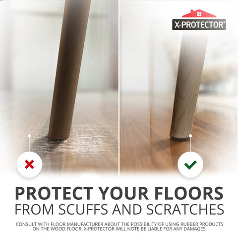 Comparison of chair legs with and without non slip furniture pads on hardwood floor