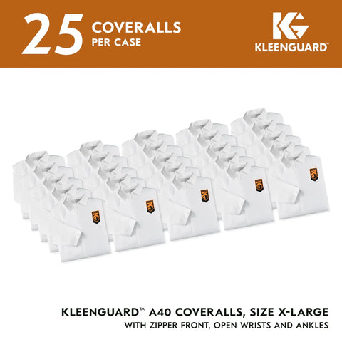 Heavy Duty Liquid And Particle Protection Coveralls A40 Zipper Front White XL Industrial Grade Microporous Film Laminate, 25 per case