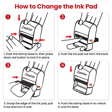 How to change the ink pad for the Slick Adjustable Received Date Stamp for Offices and Businesses. Step-by-step guide.
