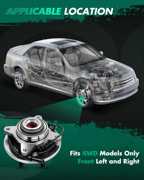 Front Wheel Hub And Bearing Assembly For Ford F150 2009 2010 Six Bolt Hub ABS Compatible Heavy Duty OE Reference 515119 displayed with car