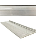 Two stacks of 16 Gauge 1-3/4 Inch L-Cleat Nails For Hardwood Flooring Case Of Five Boxes Containing 1,000 Nails Each Total Five Thousand Nails Compatible With All 16 Gauge L-Cleat Flooring Nailers showing side profile and edge detail