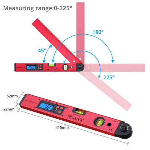 Straight Up Essential for Woodworkers A Hella Precise Digital Angle Finder Gauge Lcd Protractor Spirit Level Meter for precise 0-225° measurements.