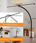 Ultra Wide Dual Head LED Desk Lamp With Clamp, 50 Adjustable Lighting Modes, 31.5 Inch Spread, side view detail.