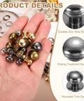 Hand holding various colors of mini knobs, highlighting durability and plating of Set Of 26 Mini Drawer Pulls With Screws For Jewelry Boxes Dresser Closet Gray Round Metal Cabinet Knobs 12x13mm 0.47x0.51 Inch Size Includes 78 Screws For Quick Project Makeover