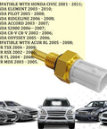 SamWinGear coolant temperature sensor for Honda; gold anodized metal body with white plastic connector.