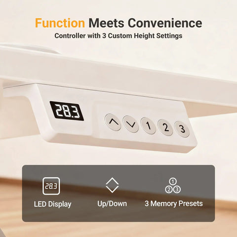Electric Standing Desk With Three Memory Presets, 40 By 24 Inch Sit To Stand Desk control panel with LED display and buttons