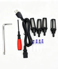 Heavy Duty Automatic Desktop Liquid Filler Quad Head Magnetic Pump accessories including nozzles, cables, and tools.