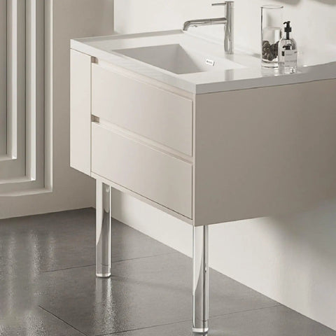 Adjustable Transparent Acrylic Furniture Legs Set for Cabinets, Coffee Tables, End Tables, and Beds on modern bathroom cabinet
