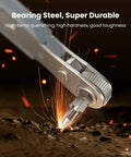 Close-up of 17in1 Right Angle Ratcheting Screwdriver Set With Bearing Steel showing sparks, highlighting durability and strength.