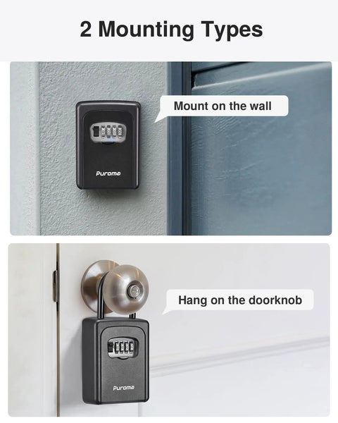 Large Key Lock Box With Resettable Combination Lock Portable Wall Mount Safe Mountable on Walls or Door Handles