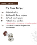 Premium 58 Millimeter Wooden Coffee Tamper Kit Featuring A Dope Jellyfish Handle Ergonomic Grip with adjustable pressure and removable parts.