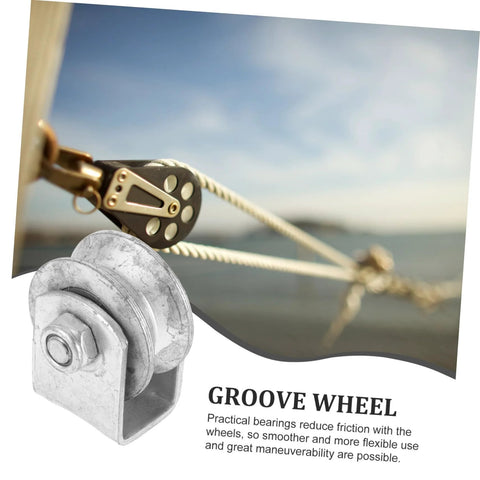 4-inch V-groove gate wheel on industrial pulley, durable steel
