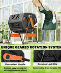 53 Gallon Dual Chamber Compost Tumbler With Geared Rotation Adjustable Vents Elevated Base And Lockable Handle for gardens