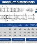 Product dimensions for Beefed-Up Size 50 Roller Chain For Heavy Duty Machinery with specs and technical drawings with tensile strengths