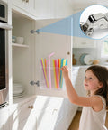 4 Pack Half Overlay Frameless Soft Close Cabinet Hinges in kitchen cabinet with steel concealed hinges visible