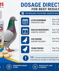 Probiotics Extra Strength For Pigeons With Immune Support And Digestive Health 100 Tablets dosage directions and packaging.