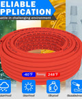 Coiled DOT Certified PA12 Nylon Red Air Hose Three Eighths Inch Pneumatic Tubing 100 Ft Truckers Grade with temperature range icons