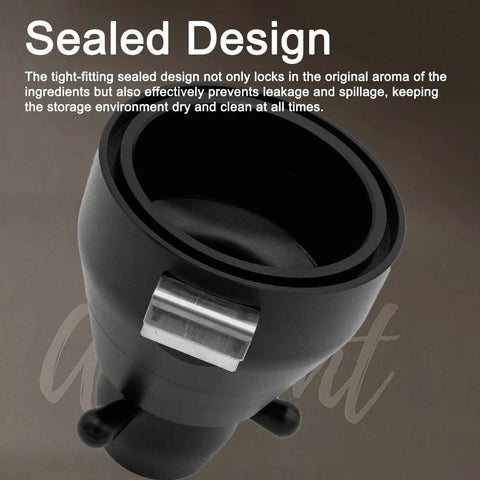 Heavy Duty Wall Mounted Coffee Bean Dispenser With Tight Seal Lids And Slick Red Shell For Stashing Roasted Beans And Keeping Your Kitchen Top Shelf Pro Gear Two Pack Set showing a tight-sealing design.