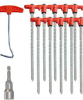 10 Pack 8 Inch Heavy Duty Screw In Tent Stakes Drill In Non Rust Ground Anchor Pegs Metal Tent Accessories For Camping Garden Hiking Orange Heavy Duty Ground Anchors For Outdoors Gearheads Durable Weatherproof Steel Easy To Drive In And Out